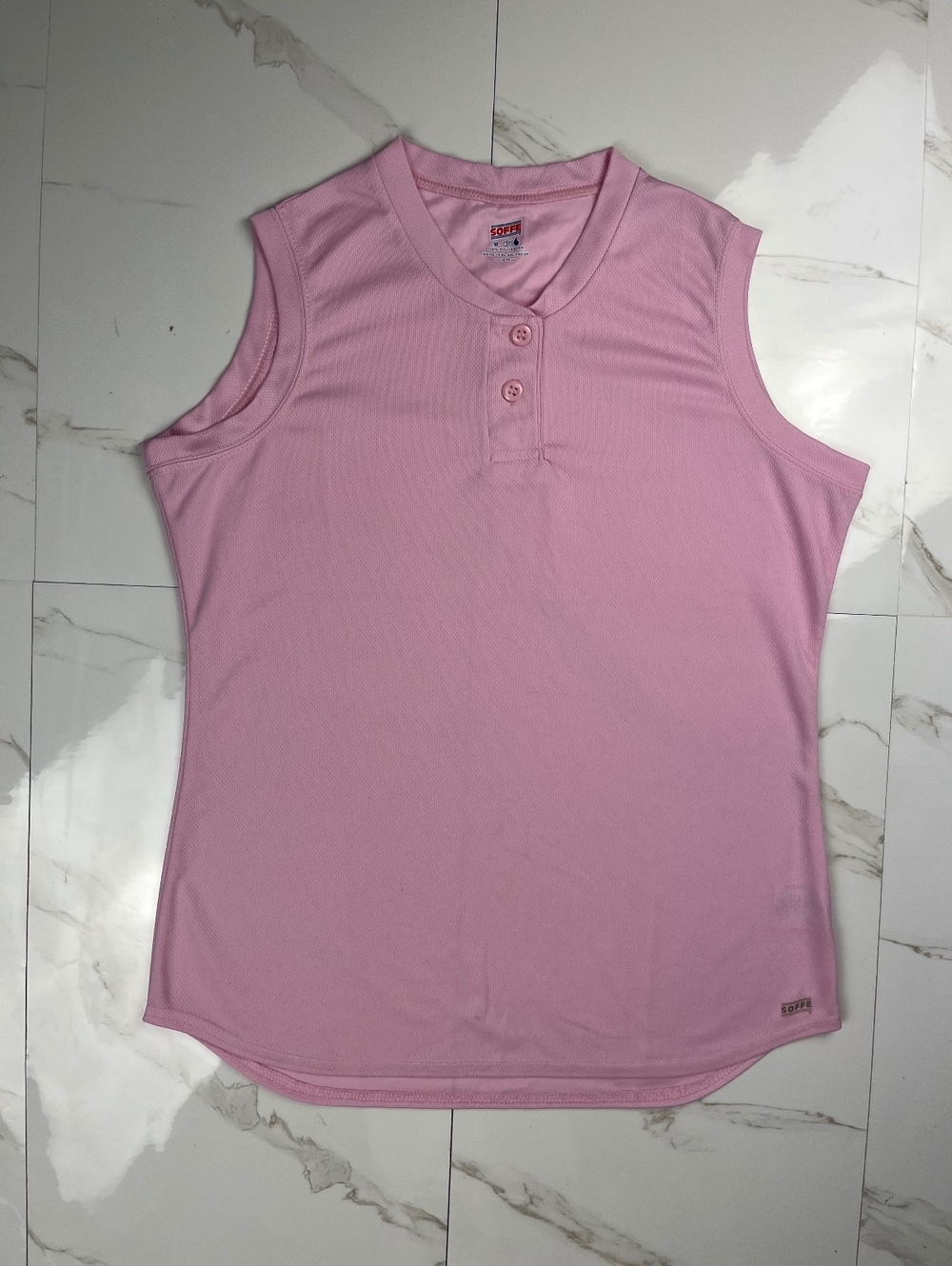 Soffe Pink Sleeveless Athletic Polo Shirt Size Medium